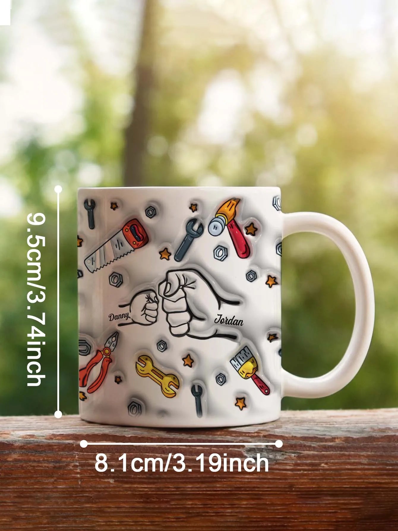 Personalized Dad Mug for Father's Day Custom Name Coffee Cup with 3D Text Effect Custom Name Coffee Cup Gift for Daddy Grandpa