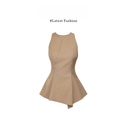 Parkyeon Women's Sleeveless Vest Top Summer Casual Wear with Jeans Set Waist-Cinching Design Comfortable Loose Fit Fashionable