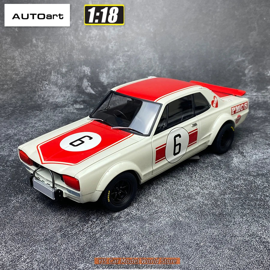 AUTOART Diecast car model 1/18 Nissan skyline GT-R 6#（RACING) 1971 Static display car models