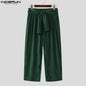 Fashion INCERUN Summer Spring Men Casual Pants Harem Pant Pleated Long Trousers Streetwear Oversize Men's Clothing S-5XL