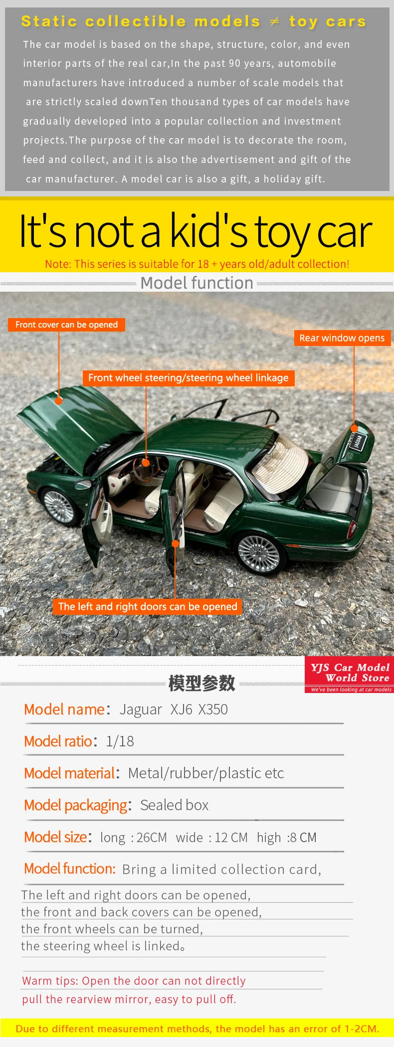 Almost Real AR 1/18 Jaguar XJ6 X350 Car models give gifts to friends Adult toys Birthday gifts to friends Company show metal