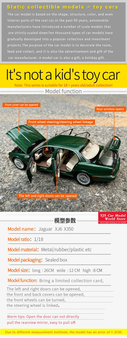 Almost Real AR 1/18 Jaguar XJ6 X350 Car models give gifts to friends Adult toys Birthday gifts to friends Company show metal