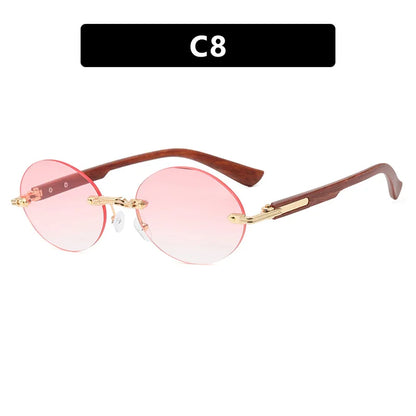 New Frameless Oval Sunglasses, High-end Light Luxury Women's Fashionable Summer Beach Vacation Sunglasses