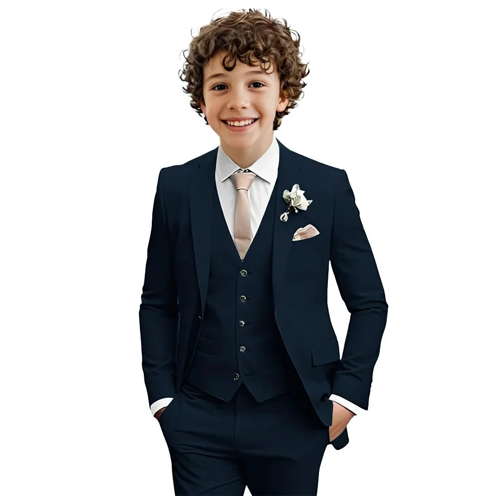 Multi-colors Boys Suit Set 3 Pieces Formal Outfit For Wedding Elegant Notched Lapel Kids Slim Fit Suits Party Tuxedo 2-20T