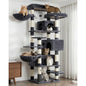 Cat Tree 74 inches Multi-Level XL Large Cat Tower for Indoor Cats with Three Cat Condos Two Large Top Decks and Cat Hairbrush f