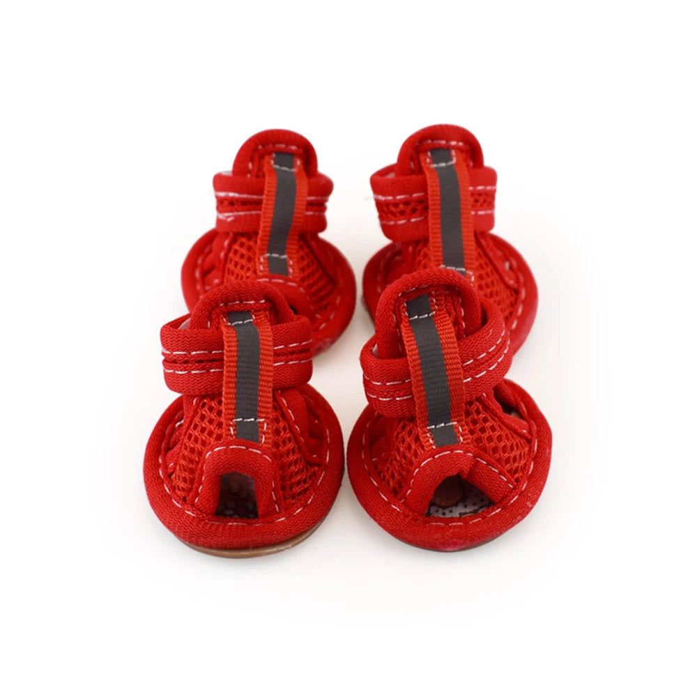 4PCS/set Summer Dog Shoes Breathable Sandals for Dog Cat Walking Running Outdoor Anti Slip Paw Protectors & Pet Gifts