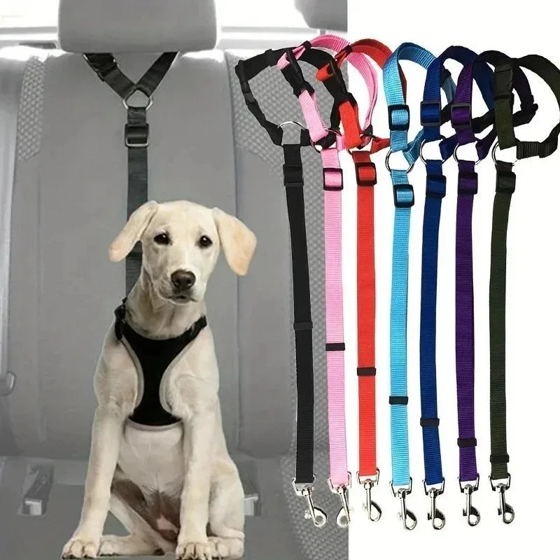 Pet Car Safety Seat Belt Nylon Headrest Restraint Harness Leash Adjustable for Dogs And Cats Travel Vehicle Accessory