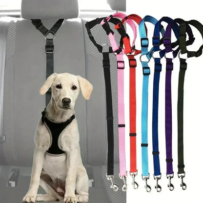 Pet Car Safety Seat Belt Nylon Headrest Restraint Harness Leash Adjustable for Dogs And Cats Travel Vehicle Accessory