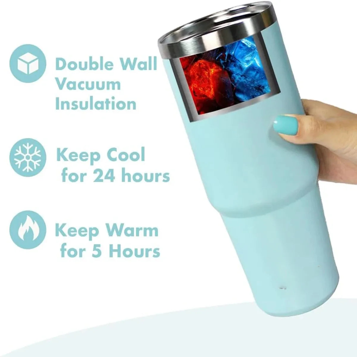 Vacuum Tumbler with Lid Stainless Steel Portable Water Bottle with Dazzling Handle Insulated Tumbler Tote Handle 20/30oZ