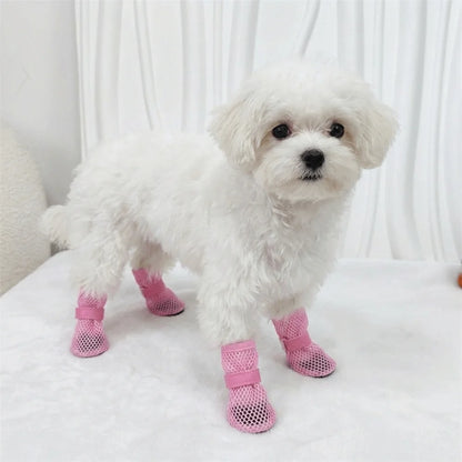 Adjustable Soft Sole Dog Mesh Shoes Non-Slip Wear Resistant Pet Dog Boots Thin Cooling Dog Shoe Cover Summer Season