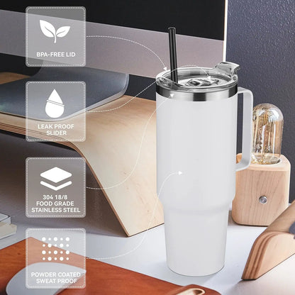 Metal Vacuum Insulated Cup 1200ML Stainless Steel Portable Water Cup Refrigerated Vacuum Insulated Straw Leak-proof Lid