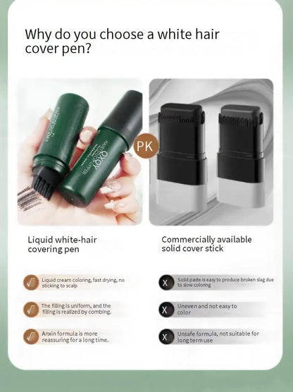 QXQY 2 in 1 Hair Color Pen Comb｜Instant Root Touch Up for Gray Hair｜Painless Natural Cover｜Gentle Formula for Men & Women