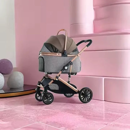 Pet Stroller Comfortable Pet Travel Carrier For Small Medium Dog Cat Folding Puppy Trolley With Storage Basket Pet Carriers