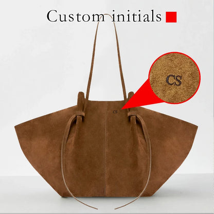 Custom Name Initials Large Capacity Faux Suede Tote Bags For Women Luxury Designer Handbags Purses New In Underarm Shoulder