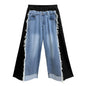 NYFS Europe United States Patchwork Loose plus Size Women's Jeans Elastic Waist Trousers Autumn Fashion Denim Wide-leg pants