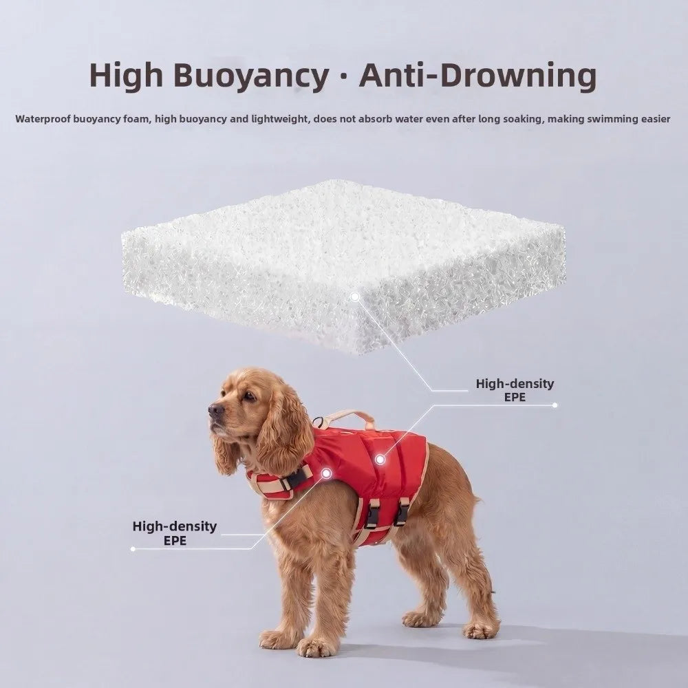 Waterproof Dog Life Jacket Breathable High Buoyancy Dog Swimming Suit Adjustable Thick Sponge Pad Dog Life Preserver Swimming