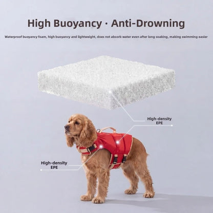 Waterproof Dog Life Jacket Breathable High Buoyancy Dog Swimming Suit Adjustable Thick Sponge Pad Dog Life Preserver Swimming