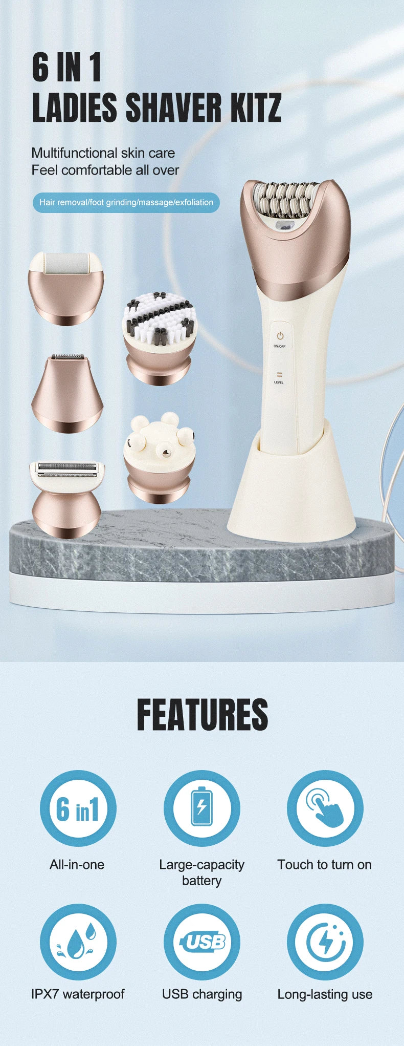 IRUIBEAUTY 703 Electric Women Epilator Shaver Leg Body Hair Removal Lip Chin Depilatory Lady Bikini Trimmer Facial Hair Remover