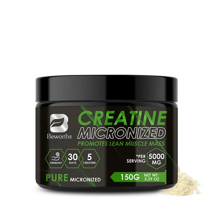 Beworths Creatine Monohydrate Powder 5000Mg for Pre Workout Muscle Building Cellular Energy Brain Immune Health for Gym