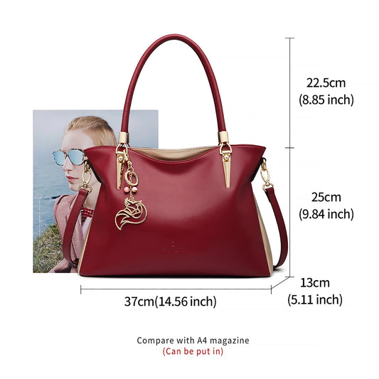 FOXER Large Capacity Women's Shoulder Bag Split Leather Handbag Fashion Female Tote & Crossbody Bag Great Gift for Mom,Wife