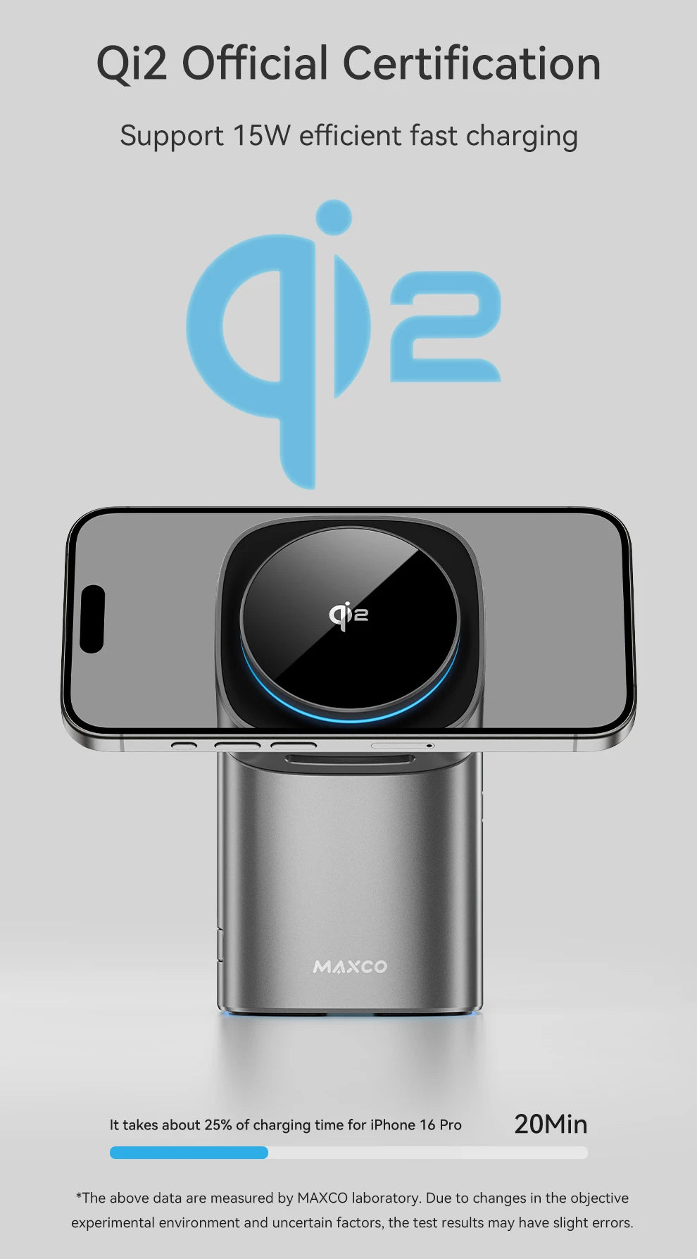 MAXCO Qi2 3-in-1 Wireless charger with Auto-Rotating Phone Dock compatible with MagSafe for iPhone Apple Watch Ultra 2 Airpods