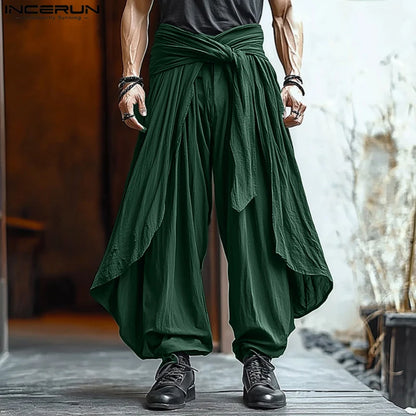 Fashion INCERUN Summer Spring Men Casual Pants Harem Pant Pleated Long Trousers Streetwear Oversize Men's Clothing S-5XL