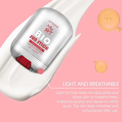 Spf 50+ Sunscreen Stick Hydrating Oil Free Anti Sun UV Protection Natural Sunblock Isolation Cream Mild Face Body Moisturizer