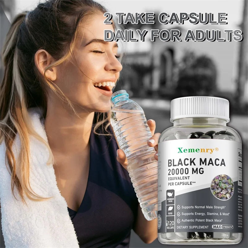Black Maca Root Supplement - Improves Strength, Endurance and Mood, Enhances Performance and Boosts Energy