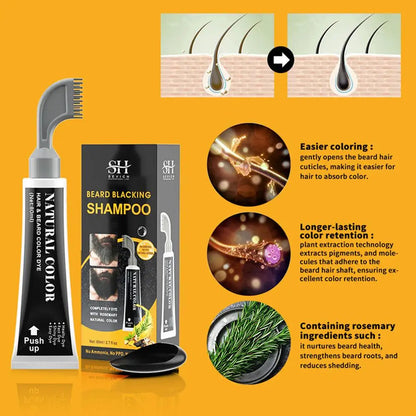 Men's Hair & Beard Dye For Gray Hair Coverage Plant Extract Coloring Shampoo Natural Black Fruit Hair Dye Cream & Root Touch Up