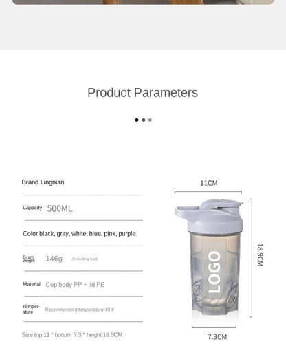 Portable Plastic Shake Water Bottle  Milk Shake Protein Powder Mixing Cup Leak Proof Anti-slip For Fitness Sports Water Bottle