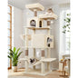 76-Inch Extra Tall Cat Tree Tower with Cozy Condos Hammock and Perches for Adult Cats Beige Multi-Level Furniture for Climbing