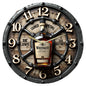 Whiskey Barrel Wall Clock - Silent Non-Ticking Modern Minimalist Round Acrylic Clock with Barrel Design,  Large Face for Living