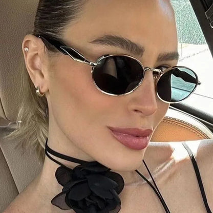Ruiao 2026 Fashion Oval Sunglasses for Women Luxury Designer Metal Frame UV400 Sun Protection Shades Brand New Arrival Eyewear