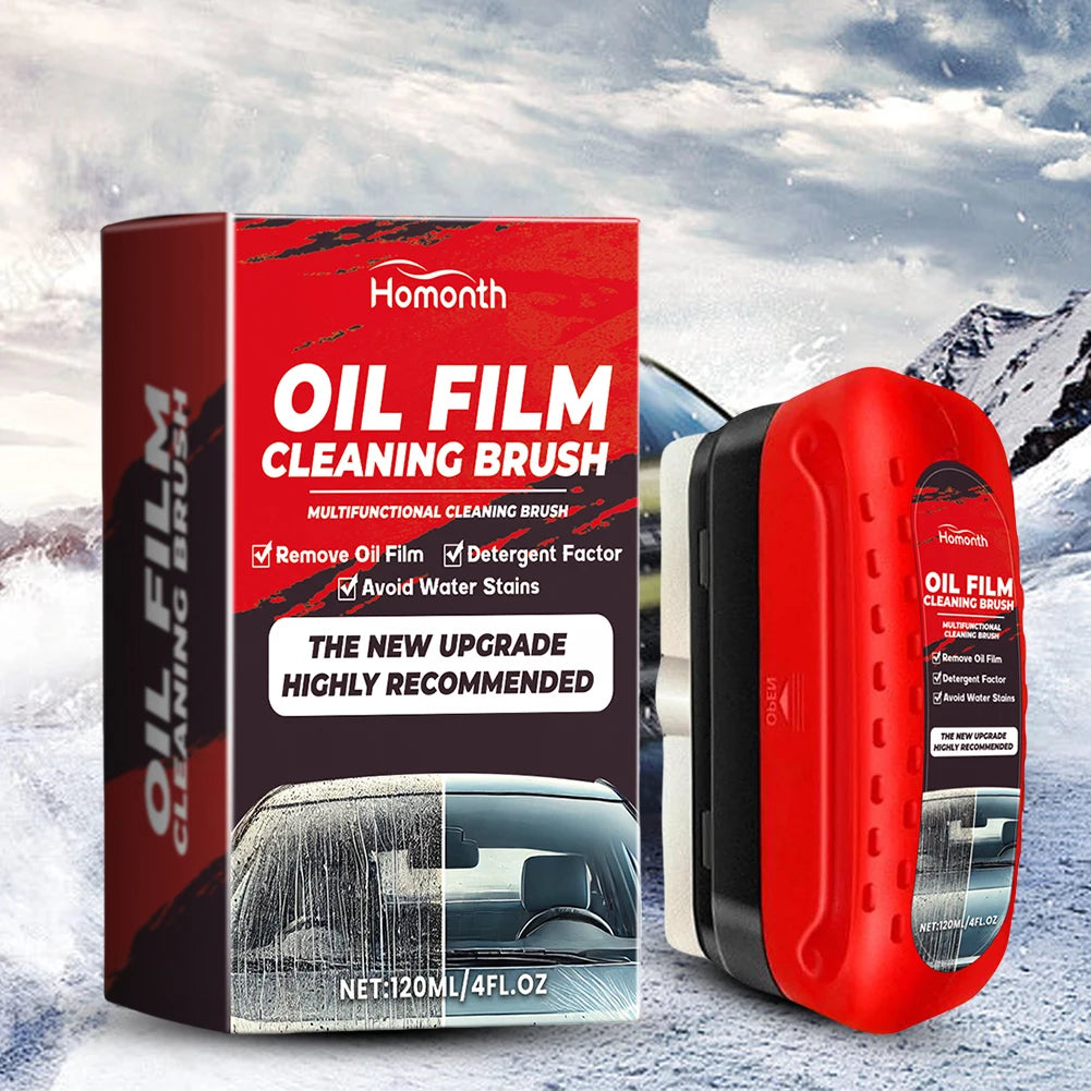 F1204 Car Windshield Oil Film Remover, Windshield Refurbisher, Stain Remover And Cleaning Brush