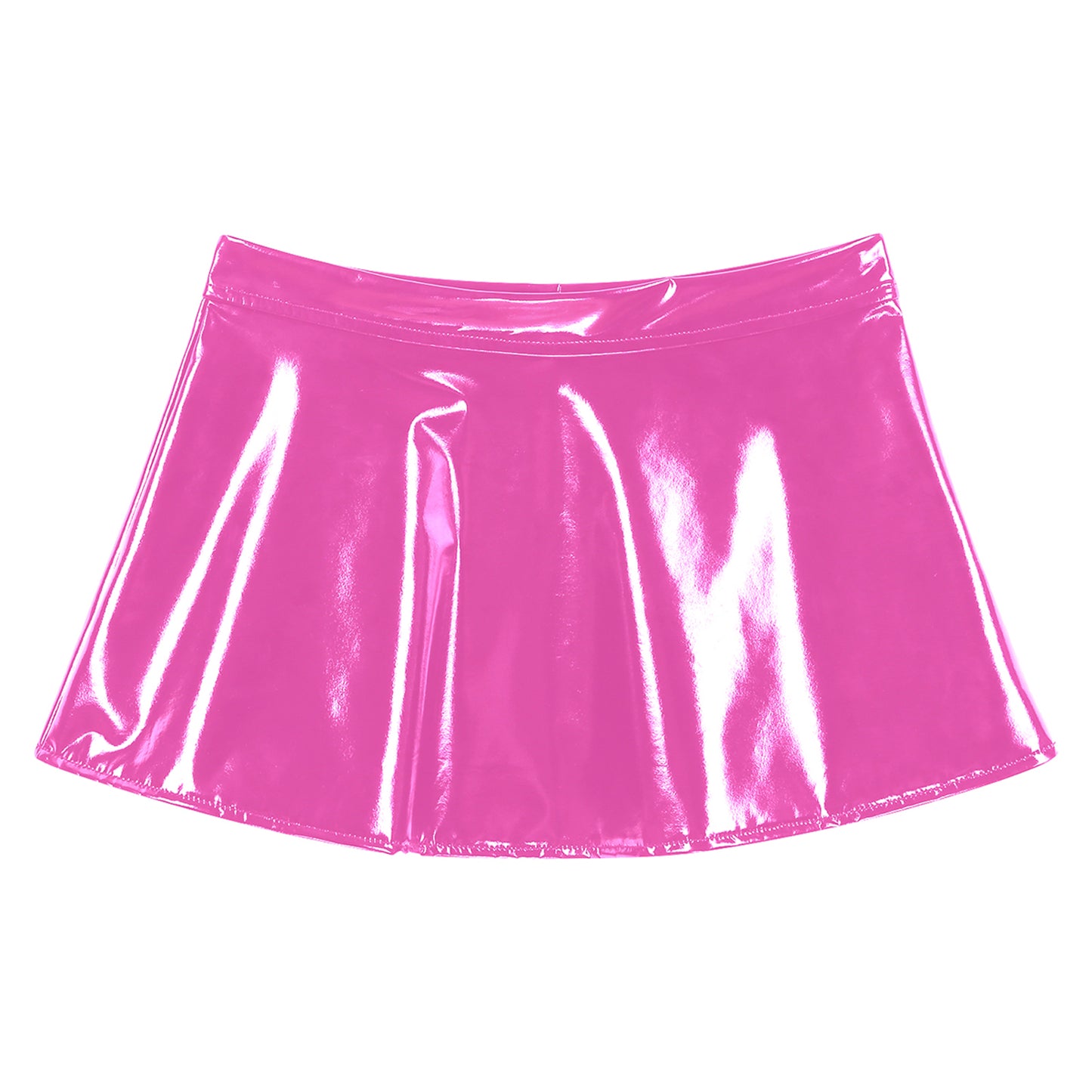 Womens Patent Leather Mini Skirt Female Wet Look Clubwear Rave Custom for Pole Dancing Open Front One Button Bodycon Skirts