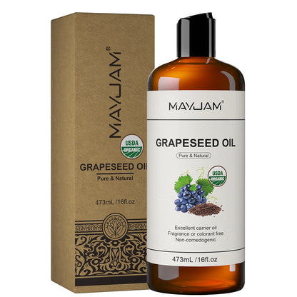16fl.oz Organic Grapeseed Oil for Skin Care Cold Pressed Pure Natural Carrier Oil Body Oil Massage Nourish Moisturize Brighten