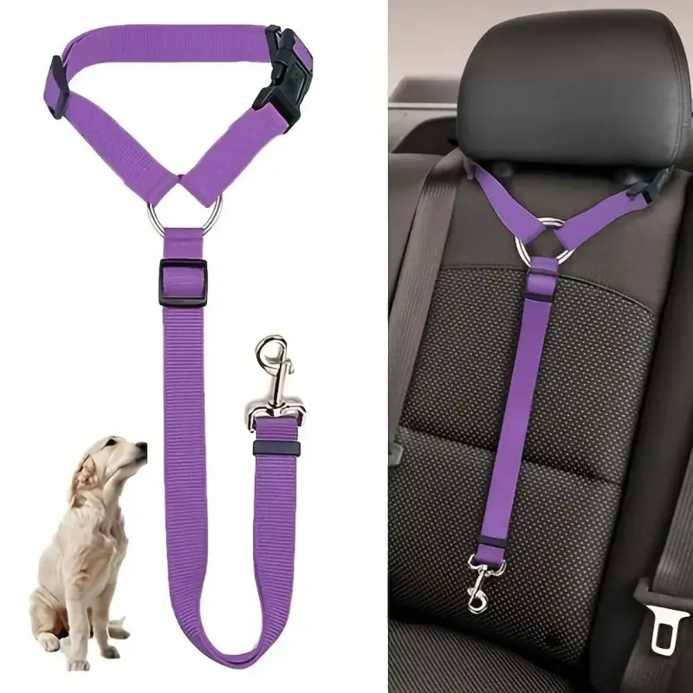 Pet Dog and Cat Seat Belt Car Headrest Restraint Adjustable Safety Rope Car Seat Belt Dog Accessories for Small Dogs (1Pc)