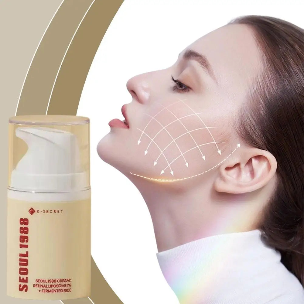 Korean Seoul 1988 Set Retinol Eye Cream Face Serum 2% Black Ginseng Niacinamide Rice VC Improve Closed Comedones Brighten Skin