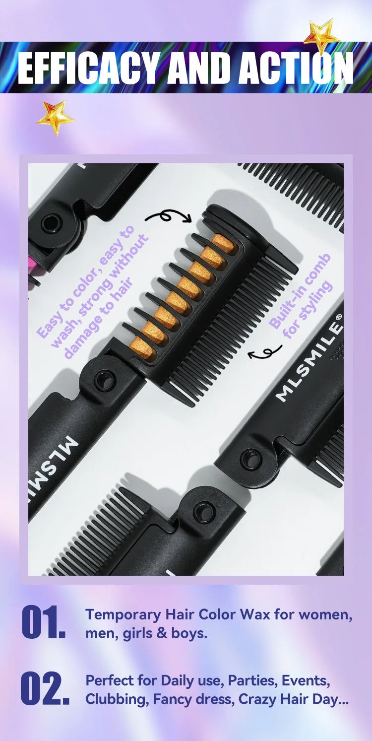 Disposable Hair Color Brush Washable Temporary Dye Comb No Loss Folding Styling Stick For Home DIY Colorful