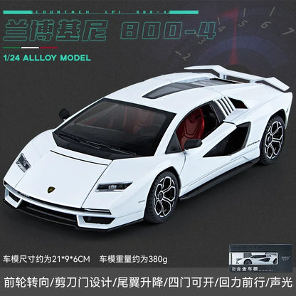 Lamborghini Countach LPI 800-4 Simulation1:24  Diecast Metal Alloy Model car Sound Light Pull Back CollectionToy Gifts