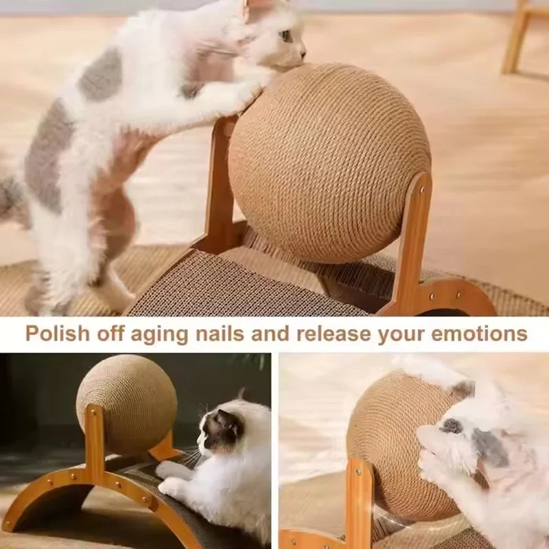 Natural Sisal Ball Arch Cat Scratcher Toy Corrugated Paper Cat Claw Grinding Board Self Playing Cat Toy For Indoor Cats