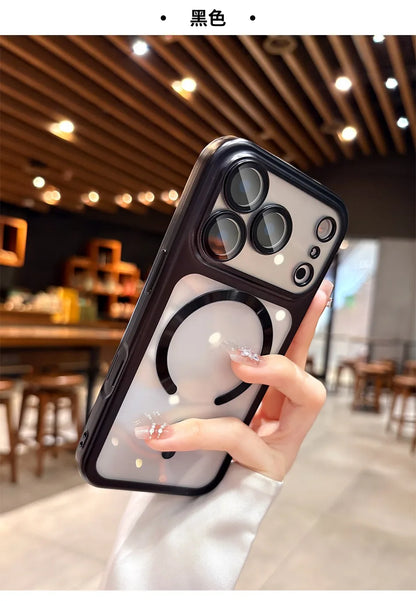 Luxury Matte for Magsafe Soft Plating Clear Case for iPhone 17 Pro Max 17Pro Magnetic Transparent Camera Protector Soft Cover