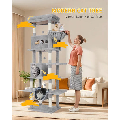 Cat Tree Rascadores Para Gatos Cat Supplies 82.7 Cat Tree, Large Cat Tower For Indoor Cats, Condo With Perch, Cat House Furnitur
