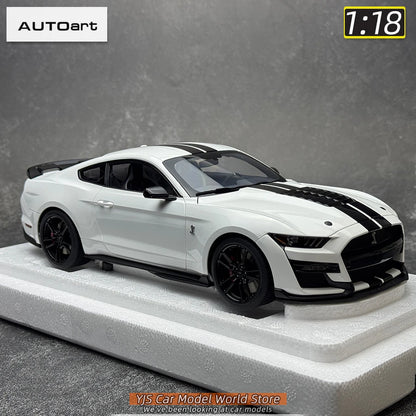 AUTOART New 1/18 scale Ford Mustang Shelby GT500 WHITE SILVER  Sports car model Static display Collection Holiday gift 73097