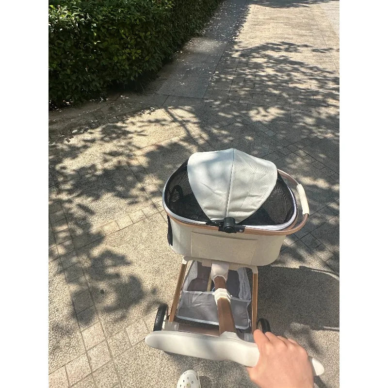 Luxury Pet Stroller 3 in 1  with 4 Wheels for Medium Small Size Dogs and Cats Detachable Carrier for Puppy Kitty Doggie Stroller