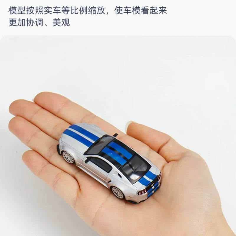 GDO & DCM 1:64 Ford Mustang GT NFS Silver Blue Need for Speed Movie Edition Alloy Car Model