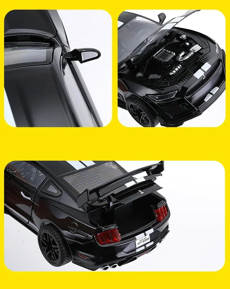 Ford Mustang Shelby GT500 Large Size  Alloy Sports 1:18 Car Model Diecasts Metal Racing Car Model Sound and Light Simulation