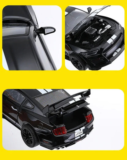 Ford Mustang Shelby GT500 Large Size  Alloy Sports 1:18 Car Model Diecasts Metal Racing Car Model Sound and Light Simulation
