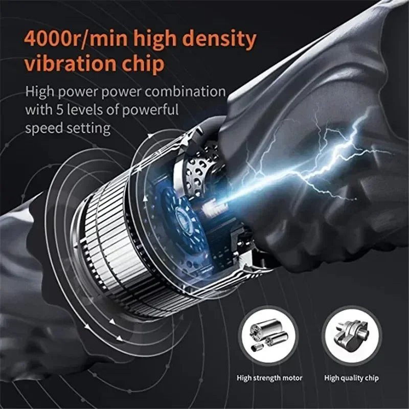 Foam Shaft Vibration Massage Roller – 5 Speeds Deep Tissue Muscle Relaxation