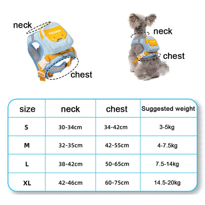 Dog Cat Harness and Leash Set, Reflective Adjustable Pet Vest with Backpack  for Small Medium dogs